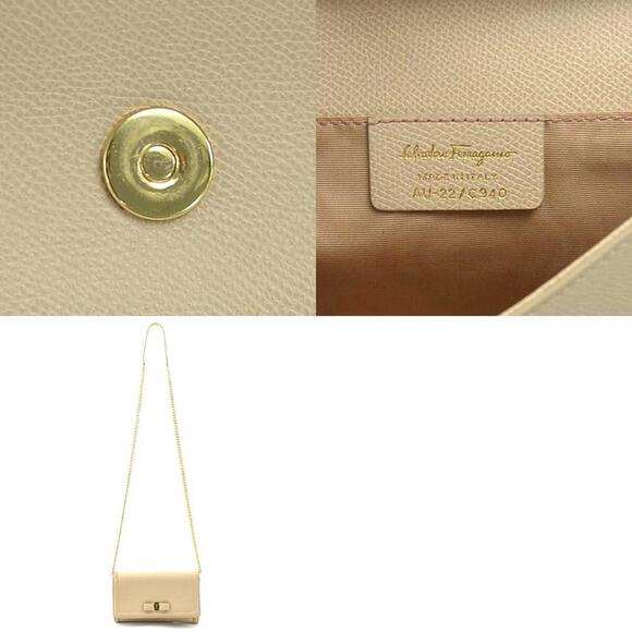 SALVATORE FERRAGAMO Beige Leather Shoulder Bag - Picture 5 of 5